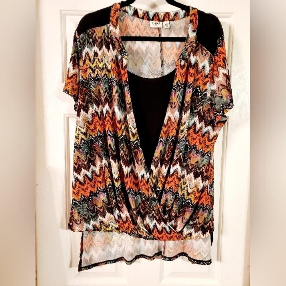 CATO Plus Size Women's Layered Top Shirt Blouse Size 18/20W.
